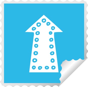 quirky square peeling sticker cartoon arrow vector