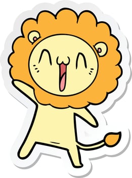 sticker of a happy cartoon lion vector