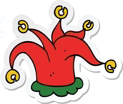 sticker of a cartoon jester hat vector