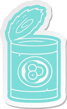 cartoon sticker of a can of peaches vector