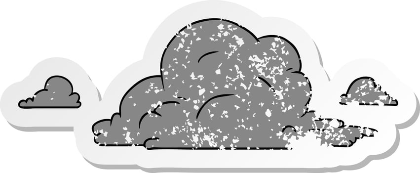 distressed sticker cartoon doodle of white large clouds vector