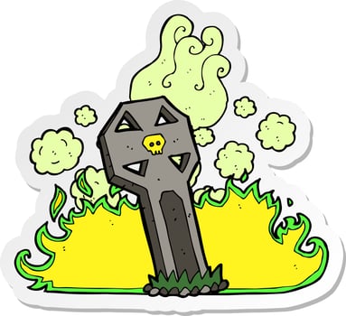 sticker of a cartoon spooky grave vector