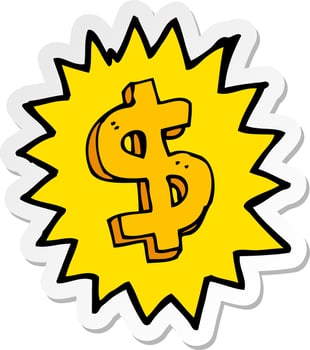 sticker of a cartoon dollar symbol vector