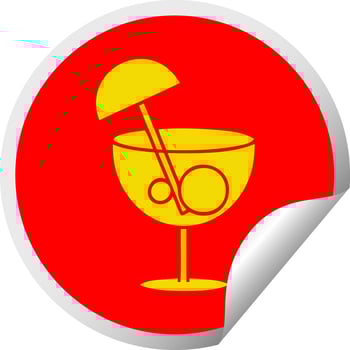 circular peeling sticker cartoon fancy cocktail vector