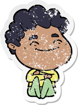 distressed sticker of a cartoon friendly man vector