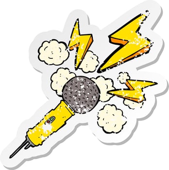 retro distressed sticker of a cartoon microphone vector
