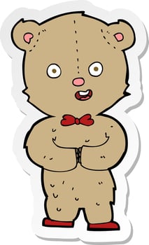 sticker of a cartoon teddy bear vector