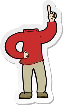 sticker of a cartoon headless body with raised hand vector