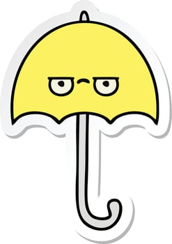 sticker of a cute cartoon umbrella vector