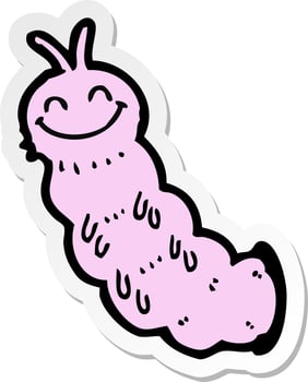 sticker of a cartoon caterpillar vector