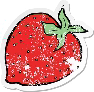 retro distressed sticker of a cartoon strawberry vector