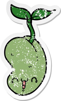 distressed sticker of a cute cartoon seed sprouting vector