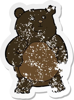 retro distressed sticker of a cartoon bear vector