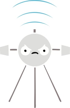flat color retro cartoon satellite vector