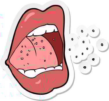 sticker of a cartoon sneezing mouth vector