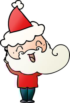 happy bearded man wearing santa hat vector