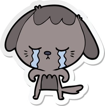 sticker of a cartoon crying dog vector