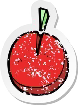 retro distressed sticker of a doodle cartoon pie chart vector
