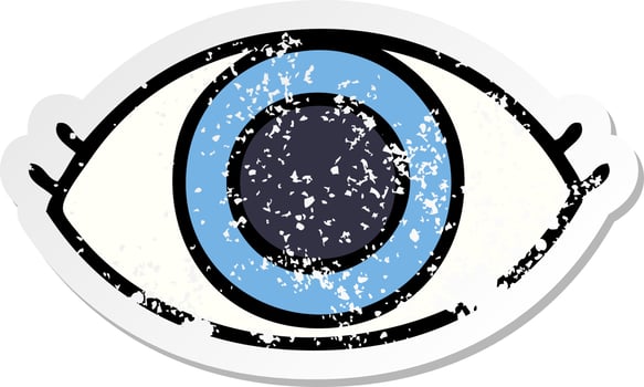 distressed sticker of a cute cartoon eye vector