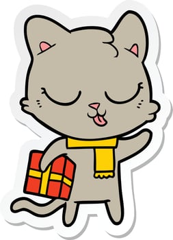sticker of a cartoon cat vector