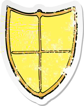 retro distressed sticker of a cartoon heraldic shield vector
