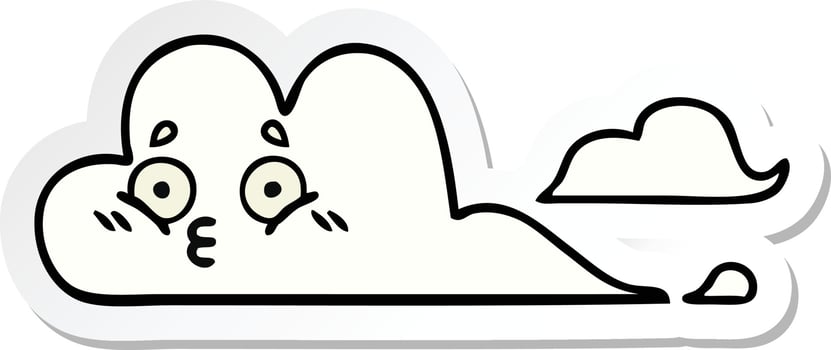 sticker of a cute cartoon white cloud vector