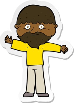 sticker of a cartoon happy man with beard vector