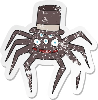 retro distressed sticker of a cartoon halloween spider vector