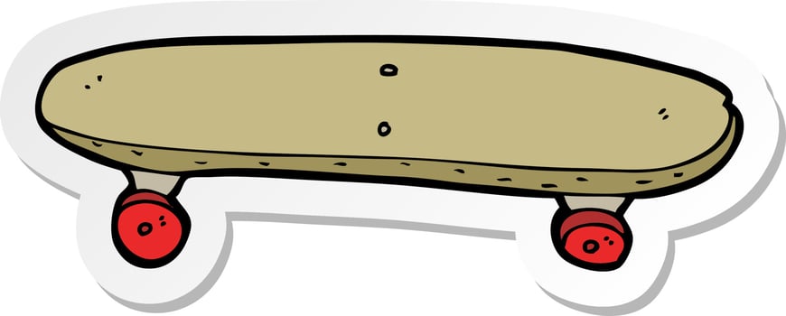 sticker of a cartoon skateboard vector