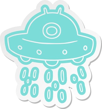 cartoon sticker of an alien ship vector