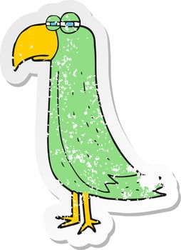 retro distressed sticker of a cartoon parrot vector