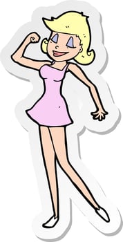 sticker of a cartoon woman with can do attitude vector