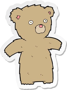 sticker of a cartoon teddy bear vector