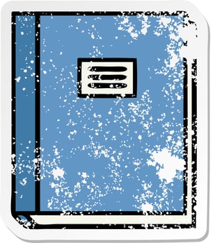distressed sticker of a cute cartoon study book vector