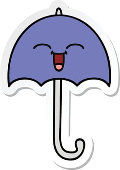 sticker of a cute cartoon umbrella vector
