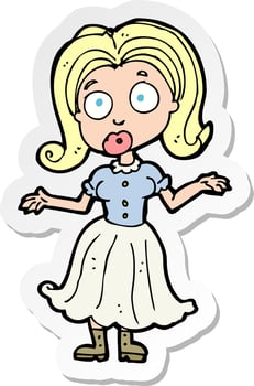 sticker of a cartoon confused girl vector