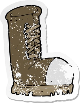 retro distressed sticker of a cartoon old work boot vector