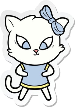 sticker of a cartoon cat vector
