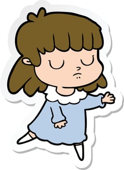 sticker of a cartoon indifferent woman vector