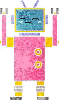 retro illustration style cartoon robot vector