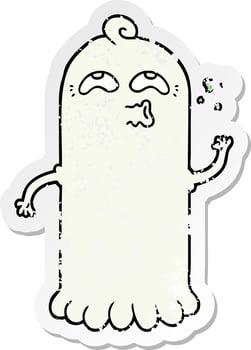 distressed sticker of a cartoon ghost vector