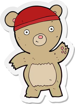 sticker of a cartoon teddy bear vector