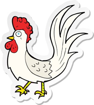 sticker of a cartoon cockerel vector