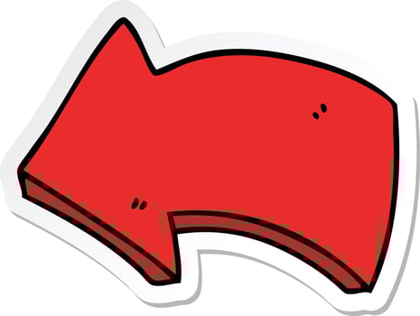 sticker of a quirky hand drawn cartoon arrow vector