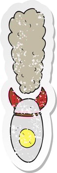 retro distressed sticker of a cartoon falling bomb vector