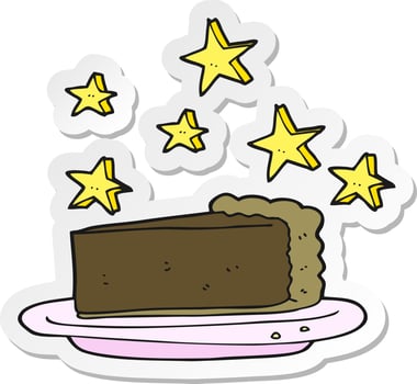 sticker of a cartoon chocolate cake vector