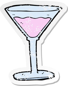 retro distressed sticker of a cartoon cocktail vector