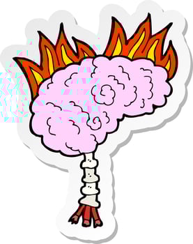 sticker of a cartoon brain vector