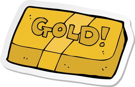 sticker of a cartoon bar of gold vector