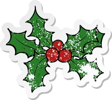 retro distressed sticker of a cartoon holly vector